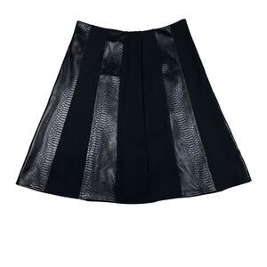 Vintage Virtue Size 8 Womens Black Faux Leather Panel High Rise Skirt